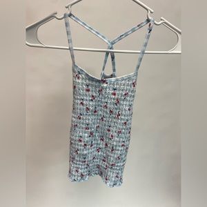 No Boundaries - blue and white checkered shirt with cherries